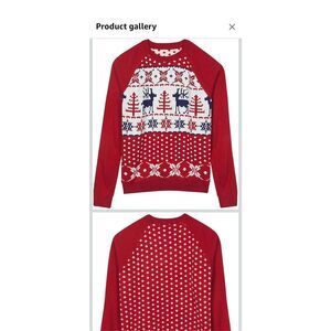 Blueberry Style Men’s Large Christmas Sweater Crewneck Reindeer Matching Family